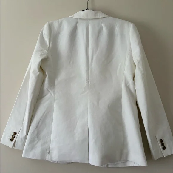 J. Crew Classic White Blazer Linen-Cotton one-button Size 8 - Picture 10 of 15